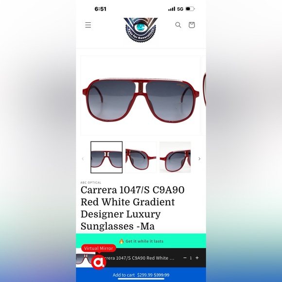 UNISEX CARRERA 1047/S C9A90 Red White Gradient Luxury Sunglasses - Picture 8 of 10